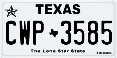 TX license plate CWP3585