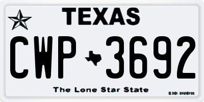 TX license plate CWP3692