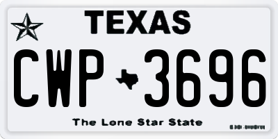 TX license plate CWP3696