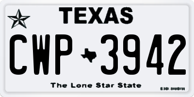 TX license plate CWP3942