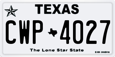 TX license plate CWP4027