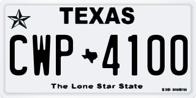 TX license plate CWP4100