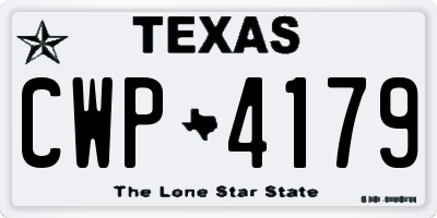 TX license plate CWP4179