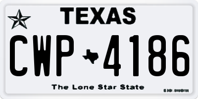 TX license plate CWP4186