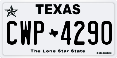 TX license plate CWP4290