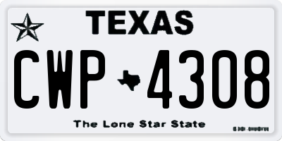 TX license plate CWP4308
