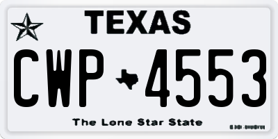 TX license plate CWP4553
