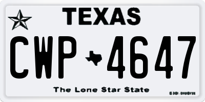 TX license plate CWP4647