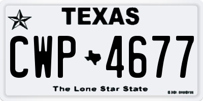 TX license plate CWP4677