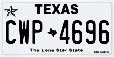 TX license plate CWP4696