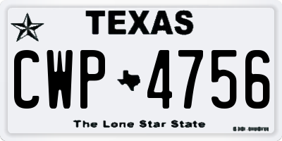 TX license plate CWP4756