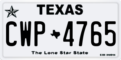 TX license plate CWP4765