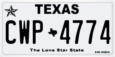 TX license plate CWP4774