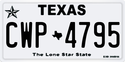 TX license plate CWP4795