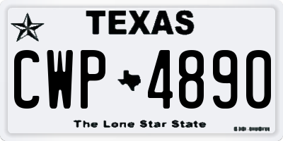 TX license plate CWP4890