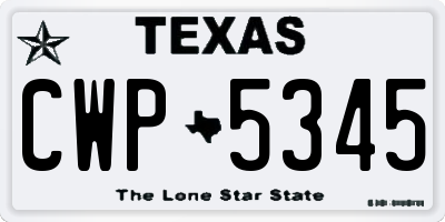TX license plate CWP5345