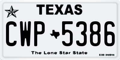 TX license plate CWP5386