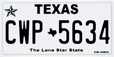 TX license plate CWP5634