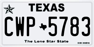 TX license plate CWP5783