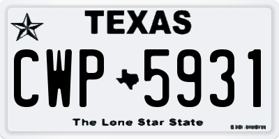 TX license plate CWP5931