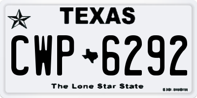 TX license plate CWP6292
