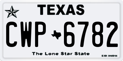 TX license plate CWP6782