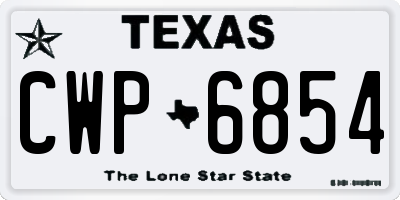 TX license plate CWP6854