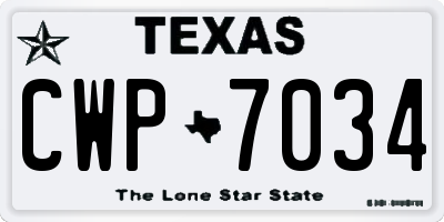 TX license plate CWP7034