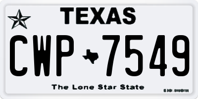TX license plate CWP7549
