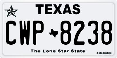 TX license plate CWP8238