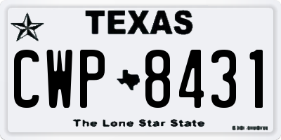 TX license plate CWP8431