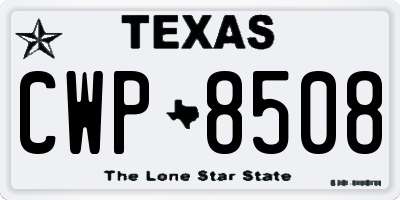 TX license plate CWP8508