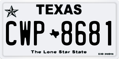 TX license plate CWP8681