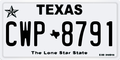 TX license plate CWP8791