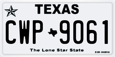 TX license plate CWP9061