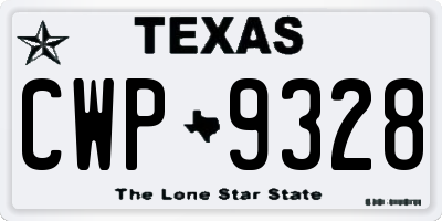 TX license plate CWP9328