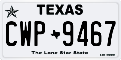 TX license plate CWP9467