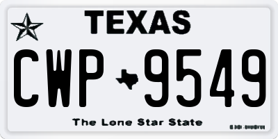 TX license plate CWP9549
