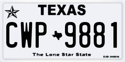 TX license plate CWP9881
