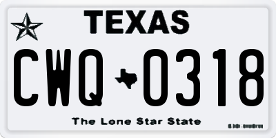 TX license plate CWQ0318