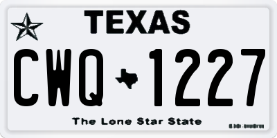 TX license plate CWQ1227