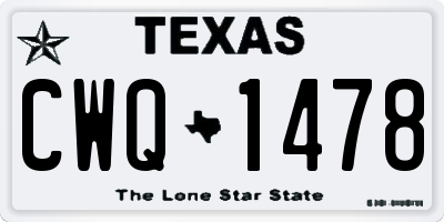 TX license plate CWQ1478