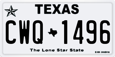 TX license plate CWQ1496