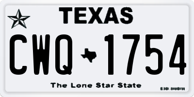 TX license plate CWQ1754