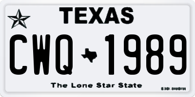 TX license plate CWQ1989