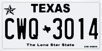 TX license plate CWQ3014