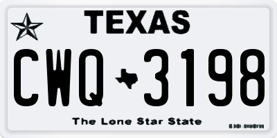 TX license plate CWQ3198