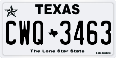 TX license plate CWQ3463