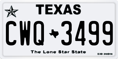 TX license plate CWQ3499