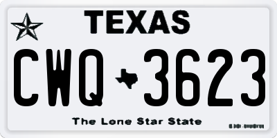 TX license plate CWQ3623